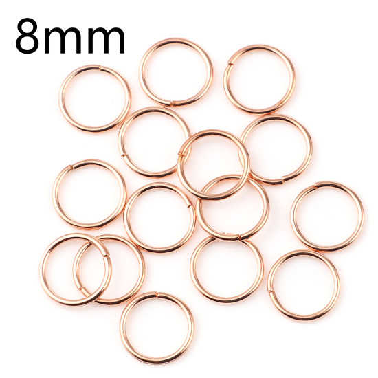 Image de 1mm Anneaux de Jonction Ouvert en Alliage de Fer Annulaire Or Rose 8mm Dia, 200 Pcs