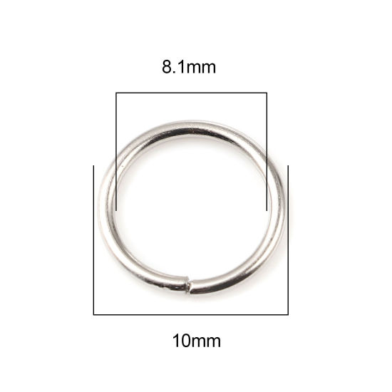 Image de 1mm Anneaux de Jonction Ouvert en Alliage de Fer Annulaire Argent Mat 10mm Dia, 200 Pcs