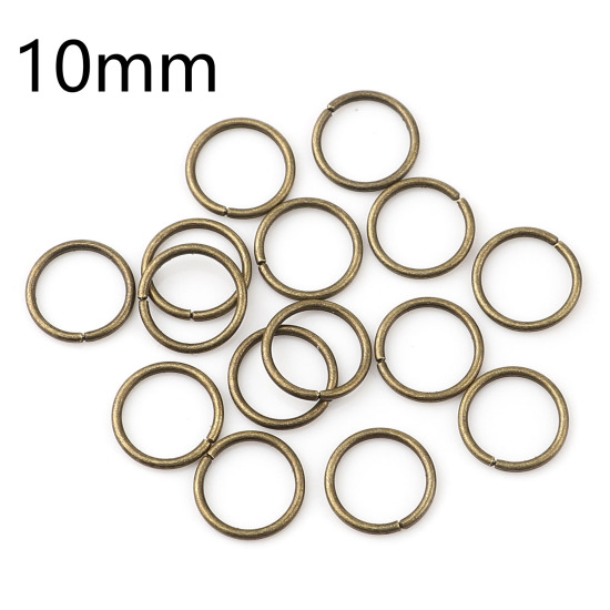 Image de 1mm Anneaux de Jonction Ouvert en Alliage de Fer Annulaire Bronze Antique 10mm Dia, 200 Pcs