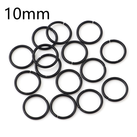 Image de 1mm Anneaux de Jonction Ouvert en Alliage de Fer Annulaire Noir 10mm Dia, 200 Pcs