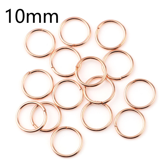 Image de 1mm Anneaux de Jonction Ouvert en Alliage de Fer Annulaire Or Rose 10mm Dia, 200 Pcs