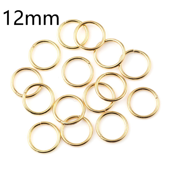 Image de 1.2mm Anneaux de Jonction Ouvert en Alliage de Fer Annulaire Doré 12mm Dia, 200 Pcs