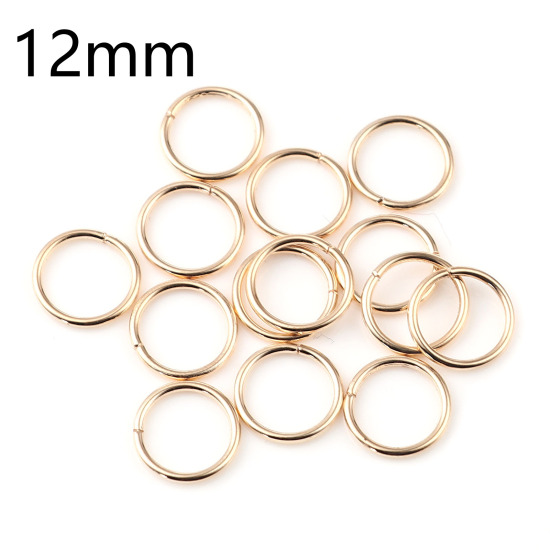 Image de 1.2mm Anneaux de Jonction Ouvert en Alliage de Fer Annulaire Plaqué Or KC 12mm Dia, 200 Pcs