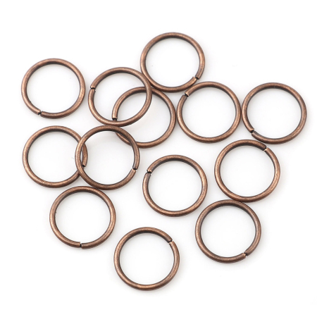 Image de 200 Pcs 12mm Dia, 1.2mm(taille 17) Anneaux de Jonction pour la Fabrication de Bijoux Ouvert en Alliage de Fer Cuivre Rouge Antique Rond