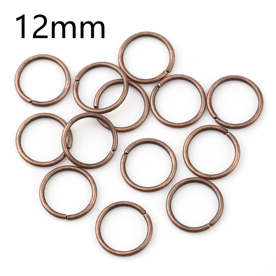 Image de 1.2mm Anneaux de Jonction Ouvert en Alliage de Fer Annulaire Cuivre Rouge Antique 12mm Dia, 200 Pcs