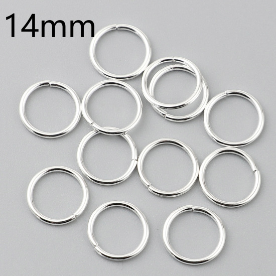 Image de 1.2mm Anneaux de Jonction Ouvert en Alliage de Fer Annulaire Argenté 14mm Dia, 200 Pcs