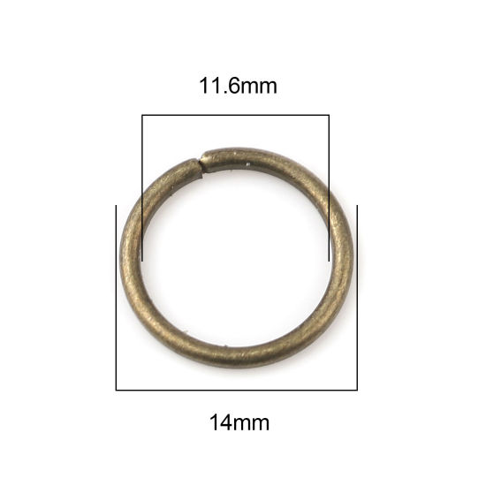 Image de 1.2mm Anneaux de Jonction Ouvert en Alliage de Fer Annulaire Bronze Antique 14mm Dia, 200 Pcs