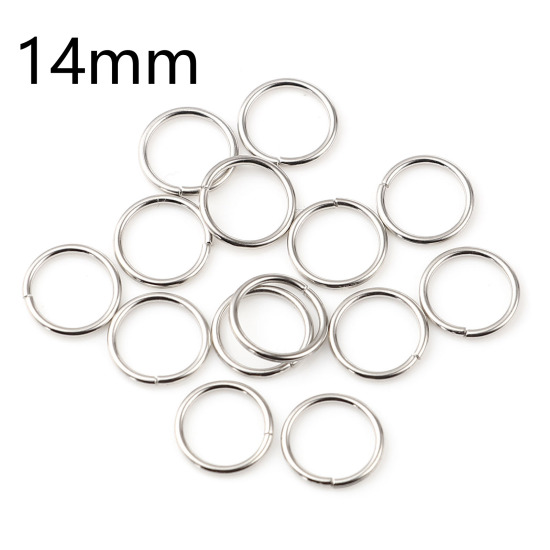 Image de 1.2mm Anneaux de Jonction Ouvert en Alliage de Fer Annulaire Argent Mat 14mm Dia, 200 Pcs