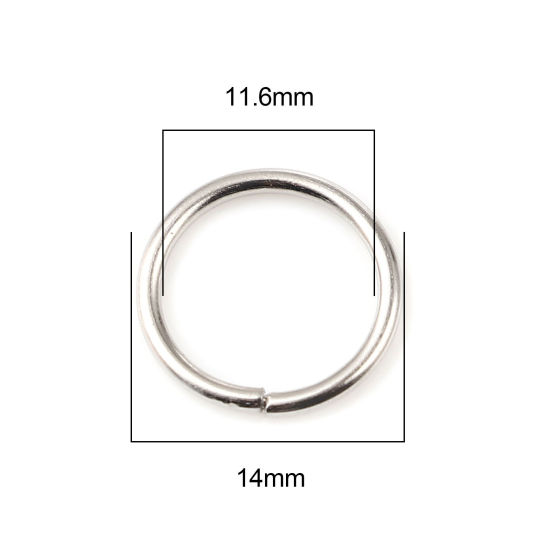 Image de 1.2mm Anneaux de Jonction Ouvert en Alliage de Fer Annulaire Argent Mat 14mm Dia, 200 Pcs