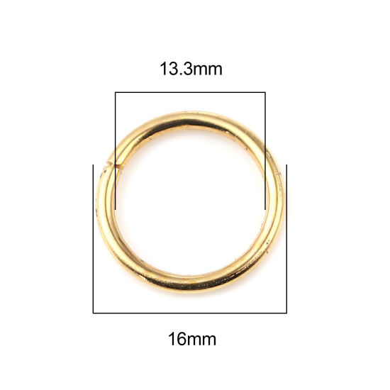 Image de 1.5mm Anneaux de Jonction Ouvert en Alliage de Fer Annulaire Doré 16mm Dia, 200 Pcs