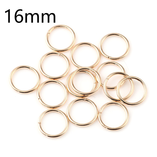 Image de 1.5mm Anneaux de Jonction Ouvert en Alliage de Fer Annulaire Plaqué Or KC 16mm Dia, 200 Pcs