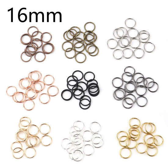 Image de 1.5mm Anneaux de Jonction Ouvert en Alliage de Fer Annulaire Couleur au Hasard 16mm Dia, 200 Pcs