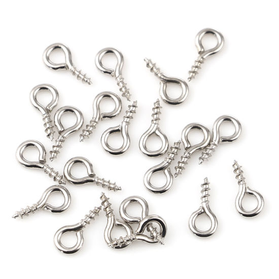 Image de Piton à Vis en Alliage de Fer Argent Mat 8mm x 4mm, Épaisseur d'Aiguille: 1.3mm, 200 Pcs