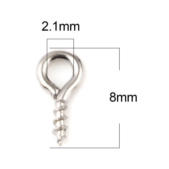 Image de Piton à Vis en Alliage de Fer Argent Mat 8mm x 4mm, Épaisseur d'Aiguille: 1.3mm, 200 Pcs