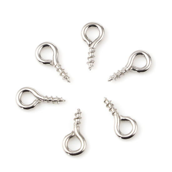 Image de Piton à Vis en Alliage de Fer Argent Mat 8mm x 4mm, Épaisseur d'Aiguille: 1.3mm, 200 Pcs