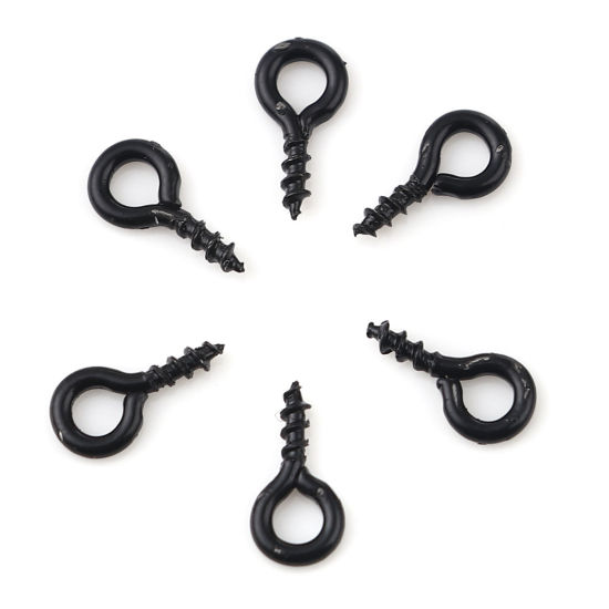 Image de Piton à Vis en Alliage de Fer Noir 8mm x 4mm, Épaisseur d'Aiguille: 1.3mm, 200 Pcs