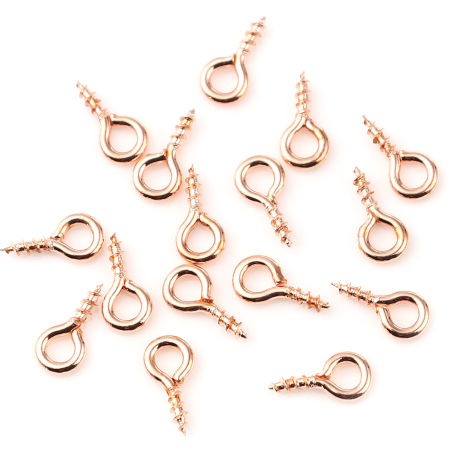 Bild von Eisenlegierung Ösenschrauben Holzgewinde Rosegold 8mm x 4mm, Nadeldicke: 1.3mm, 200 Stück
