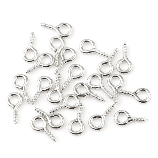 Image de Piton à Vis en Alliage de Fer Argent Mat 10mm x 5mm, Épaisseur d'Aiguille: 1.5mm, 200 Pcs