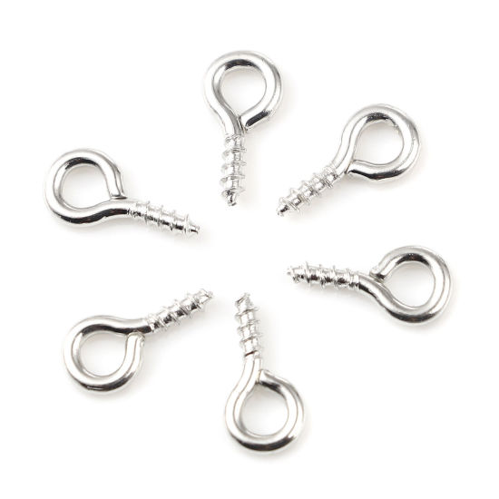 Image de Piton à Vis en Alliage de Fer Argent Mat 10mm x 5mm, Épaisseur d'Aiguille: 1.5mm, 200 Pcs