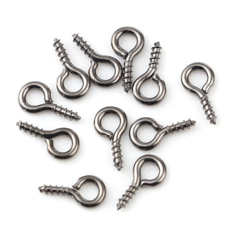 Bild von Eisenlegierung Ösenschrauben Holzgewinde Metallgrau 10mm x 5mm, Nadeldicke: 1.5mm, 200 Stück