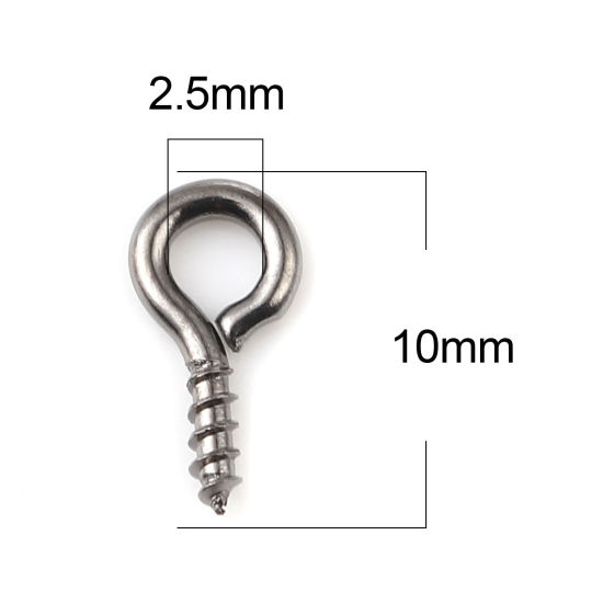 Image de Piton à Vis en Alliage de Fer Gun Métal 10mm x 5mm, Épaisseur d'Aiguille: 1.5mm, 200 Pcs