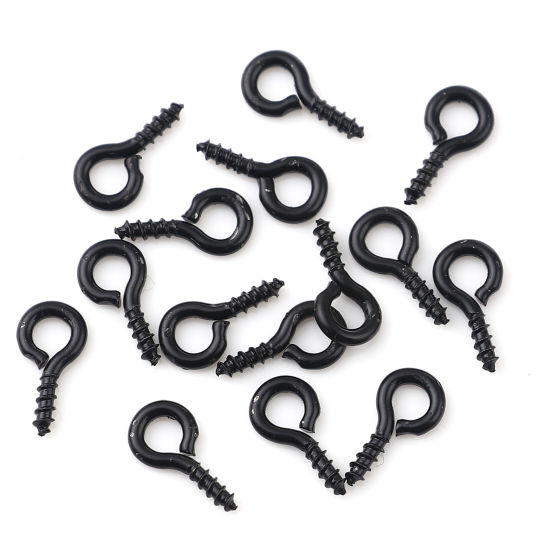 Image de Piton à Vis en Alliage de Fer Noir 10mm x 5mm, Épaisseur d'Aiguille: 1.5mm, 200 Pcs