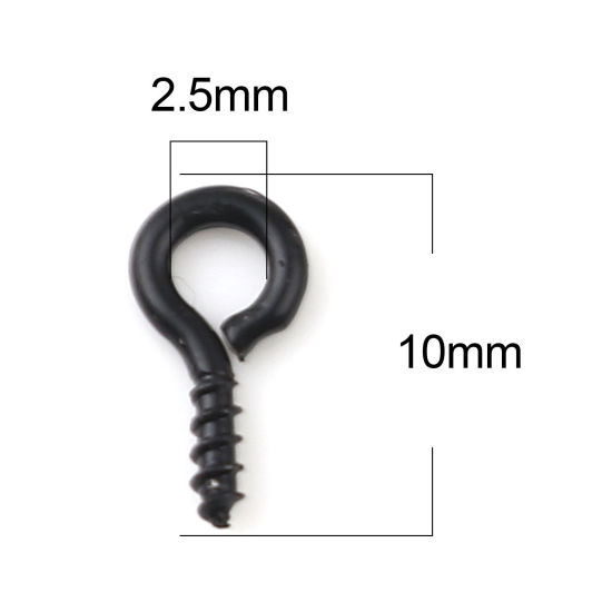 Image de Piton à Vis en Alliage de Fer Noir 10mm x 5mm, Épaisseur d'Aiguille: 1.5mm, 200 Pcs