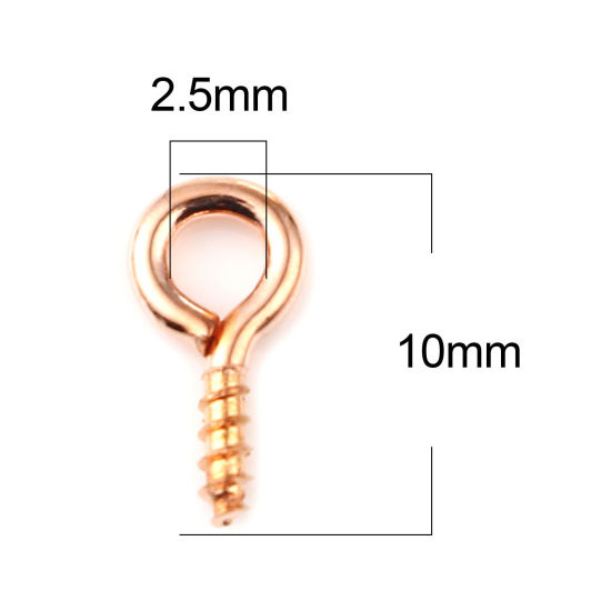 Image de Piton à Vis en Alliage de Fer Or Rose 10mm x 5mm, Épaisseur d'Aiguille: 1.5mm, 200 Pcs