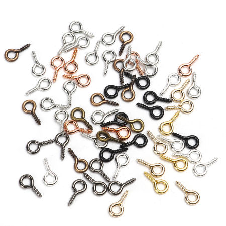Bild von Eisenlegierung Ösenschrauben Holzgewinde Zufällig mixt 10mm x 5mm, Nadeldicke: 1.5mm, 200 Stück