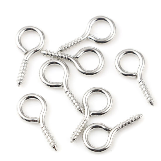 Image de Piton à Vis en Alliage de Fer Argent Mat 14mm x 7mm, Épaisseur d'Aiguille: 1.7mm, 200 Pcs