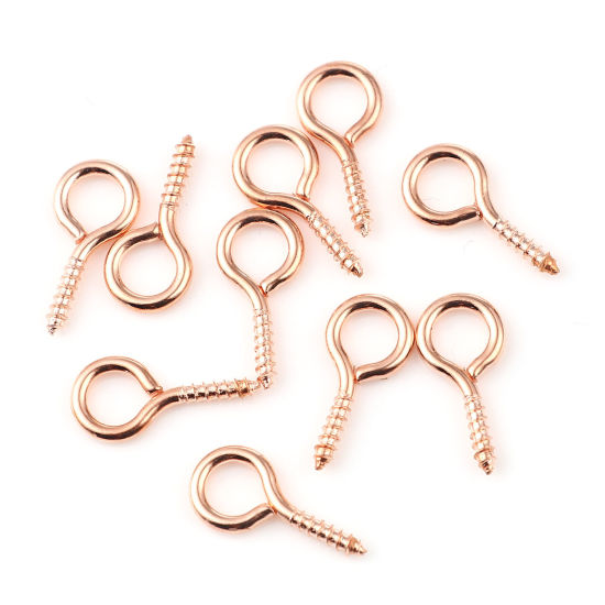 Image de Piton à Vis en Alliage de Fer Or Rose 14mm x 7mm, Épaisseur d'Aiguille: 1.7mm, 200 Pcs