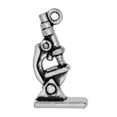 Colgantes 3D Aleación del Metal Del Zinc de Microscopio , Plata Antigua 21mmx 11mm, 50 Unidades