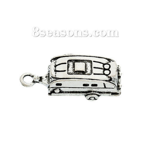 Image de Breloques Voyage en Alliage de Zinc Voiture Argent Vieilli 25mm x 9mm, 20 Pcs