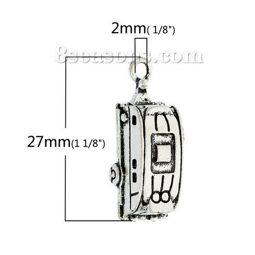 Image de Breloques Voyage en Alliage de Zinc Voiture Argent Vieilli 25mm x 9mm, 20 Pcs