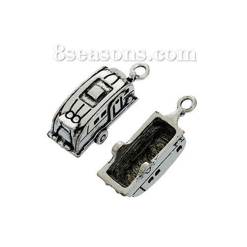 Image de Breloques Voyage en Alliage de Zinc Voiture Argent Vieilli 25mm x 9mm, 20 Pcs