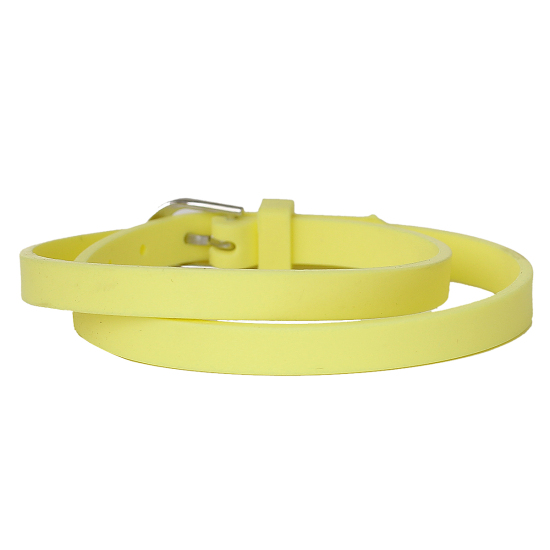 Picture of Silicone Adjustable Wristbands Bracelet Buckle Yellow 6mm( 2/8") wide, 37cm(14 5/8") long, 5 PCs