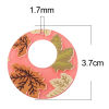 Picture of 5 PCs Resin Pendants Round Maple Leaf Hot Pink 3.7cm Dia.