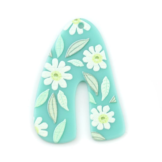 Imagen de 5 Unidades Resina Colgantes De arco Flor Verde Menta 4cm x 2.9cm