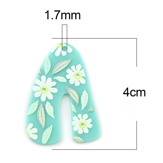 Imagen de 5 Unidades Resina Colgantes De arco Flor Verde Menta 4cm x 2.9cm
