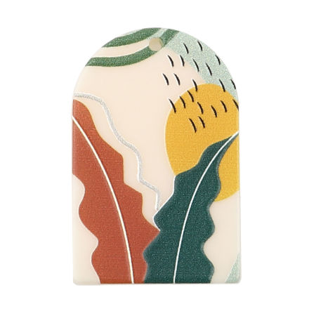 Изображение Смола Подвески Арка Зеленый природные пейзажи 40мм x 26мм, 5 ШТ