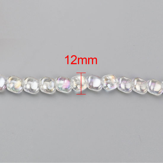 Picture of Glass AB Rainbow Color Aurora Borealis Beads Irregular Transparent Clear Color Plated About 12mm x 10mm, Hole: Approx 1.2mm, 50 PCs