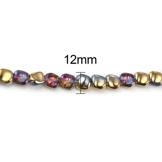Picture of Glass AB Rainbow Color Aurora Borealis Beads Irregular Purple Color Plated About 12mm x 10mm, Hole: Approx 1.2mm, 50 PCs