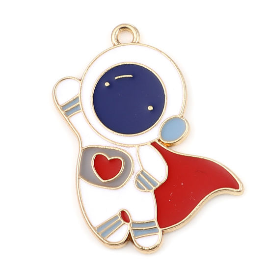 Imagen de Zamak Galaxia Colgantes Astronauta Chapado en Oro Multicolor Esmalte 3.2cm x 2.6cm, 5 Unidades
