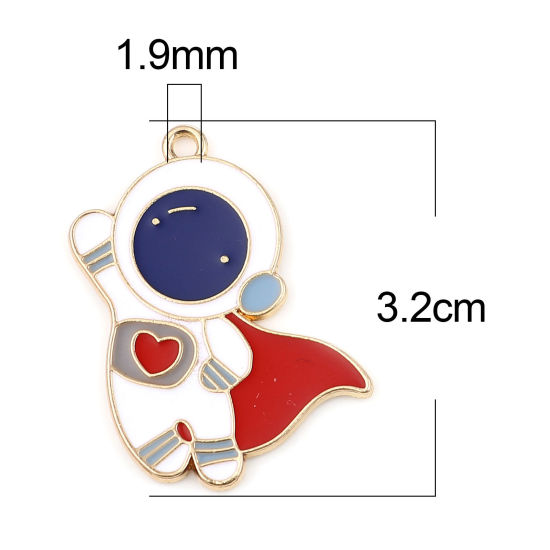 Imagen de Zamak Galaxia Colgantes Astronauta Chapado en Oro Multicolor Esmalte 3.2cm x 2.6cm, 5 Unidades