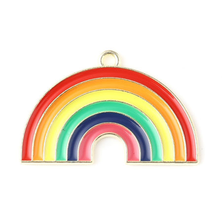 Imagen de 10 Unidades Zamak Colección Meteorológica Colgantes Chapado en Oro Multicolor Arco Iris Esmalte 3.1cm x 2cm