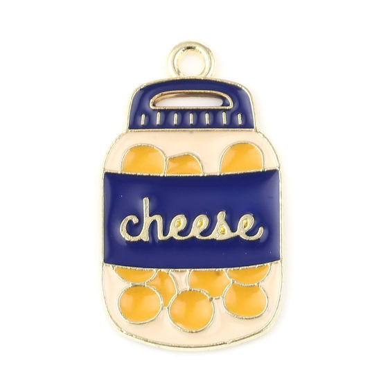 Imagen de Zamak Colgantes Charms Queso Chapado en Oro Amarillo Esmalte 26mm x 15mm, 20 Unidades