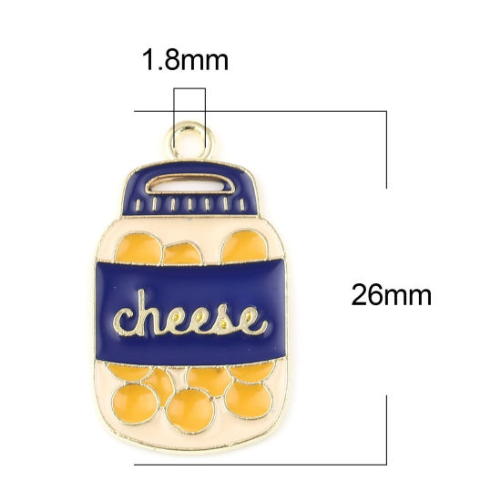 Imagen de Zamak Colgantes Charms Queso Chapado en Oro Amarillo Esmalte 26mm x 15mm, 20 Unidades