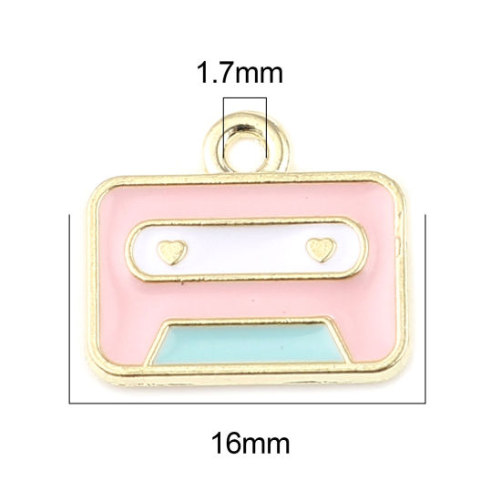 Imagen de Zamak Colgantes Charms Radio Chapado en Oro Rosado Esmalte 16mm x 14mm, 20 Unidades