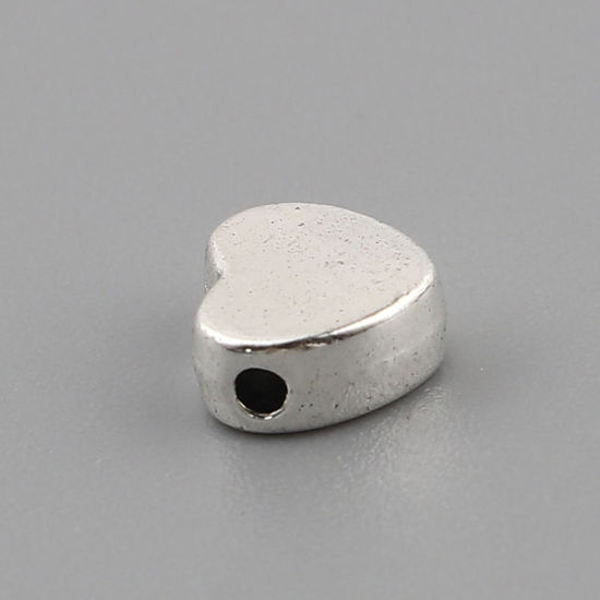 Immagine di Lega di Zinco San Valentino Perline Cuore Argento Antico Circa 7mm x 6mm, Foro:Circa 1.3mm, 200 Pz