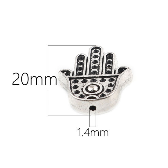 Imagen de Zamak Religión Cuentas Palma Plata Antigua (Apta ss4 Rhinestone) Aprox 20mm x 16mm, Agujero: Aprox 1.4mm, 20 Unidades